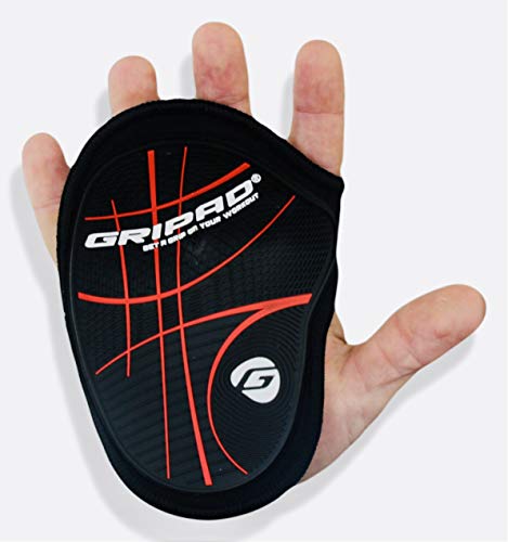 Gripad RX Lifting Grips | The Most Durable Grip Pads Yet | The Alternative to Weight Lifting Gloves, Gym Workouts, WOD, Weightlifting | Neoprene Hand Grips | Flexible Rubber Palm - color: Black / Red
