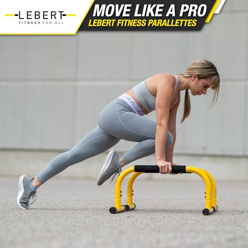 Lebert Fitness Parallette Push Up Bars Dip Station Stand - Perfect for Home and Garage Gym Exercise Equipment - Gymnastics, Calisthenics, Strength Training Parallel Bars for Men and Women