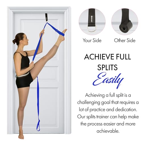 Stretching Strap With Door Anchor - Stretching Equipment to Improve Legs Flexibility - Splits Trainer For Home Ideal In Ballet, Dance, Cheerleading, Taekwondo, Yoga, Pole Dancing & Gymnastics - color: Dark Blue