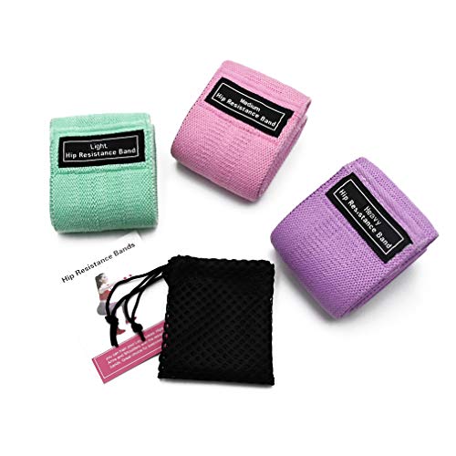 Resistance Bands for Legs and Butt - Fabric Exercise Set, Thick Wide Stretch Fitness, Non-Slip Workout Loop, Booty Hip Bands for Women at Home or Gym- 3Pack