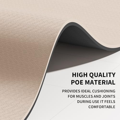 8mm & 10mm Thick Large Yoga Mat (6'x 4') - Extra Long and Wide Workout Mat for Men and Women, Non-Slip POE Fitness Mat, Eco-Friendly Exercise Mat for Home Workouts, Ideal for Yoga and Pilates