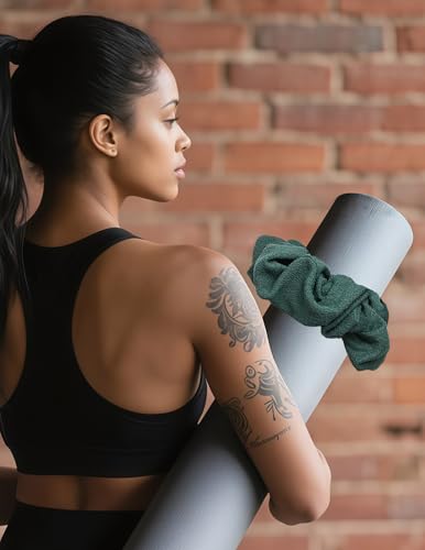 Yoga Mat Scrunchie - Holds Your Yoga Mat in Style - Durable & Elasticity Fabric - Fits All Standard Yoga Mats (mat not included) - color: Dark Green