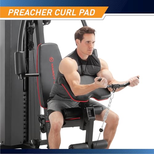Marcy Multifunctional Workout Station 100lbs to 200lbs Stack Home Gym for Weightlifting and Bodybuilding - color: Black - 200 lbs