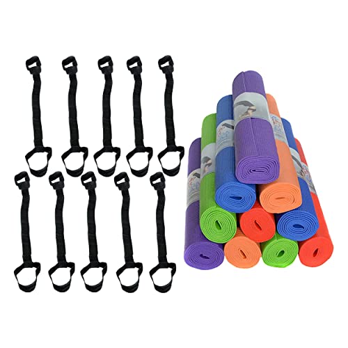 10 Pack Yoga Mat With Carrying Strap, 68"x24"x4mm Thick - color: Assorted