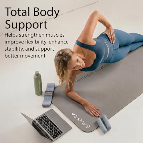 Lindywell Pilates Yoga Workout Mat Non Slip 6mm, 8mm, 10mm Thick - 6ft x 26in - color: Charcoal, size: 6mm
