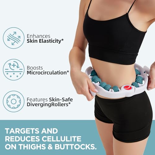 Cellulite Massage Tool, Anti-Cellulite Roller- Lymphatic Drainage Massager - Muscle Roller, Deep Fascia Massage, Dimpled Skin Removal, Legs/Thighs/Buttocks, Smooth Skin (14 Wheel - Green) - color: 14 Wheel -White Green