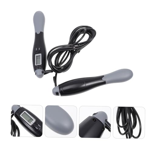 Smart Jump Rope Fitness Skipping Rope with Steel Wire Digital Counter for Adults Black-grey for Home and Outdoor Training