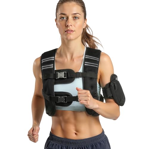 VEVOR Weighted Vest, 12/16/20/30 lbs Weight Vest with Reflective Stripe, Adjustable Buckle Body Weight Vest, Workout Equipment for Strength Training, Running, Jogging, Fitness, and Weight Loss - style: 12 lbs