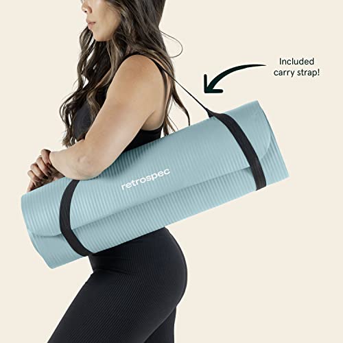 Retrospec Solana Yoga Mat Thick 1/2in Non-Slip Workout Mat with Nylon Strap - 72x24in Exercise Mat for Pilates, Stretching & Fitness - BPA Free, Easy Clean