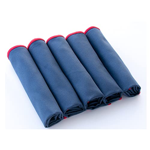 Unisex Sweat Absorbing Microfiber Handkerchiefs Quick Dry Sport Gym Towels 5 Pack - color: Navybule