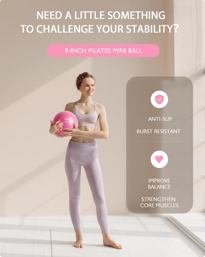Pilates Ring Set – 14" Anti-Deformation Magic Circle with Padded Handles, Mini Ball, Resistance Bands, Guide & Bag - color: Pink