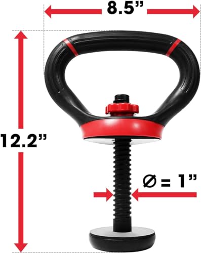 Yes4All Adjustable Kettlebell Handle for Weight Plates, Dumbbell Converter for Strength Training Kettlebells, Home Gym - color: B. Red - Single