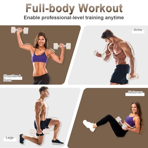 Hezeyferg 30.8LB Adjustable Dumbbell Set, Each Adjustable Weight Dumbbell with 6 Levels 4.4/6.6/8.8/11/13.2/15.4lb, Hand Weights Set for Men/Women Home Gym Exercise Workout - color: Beige