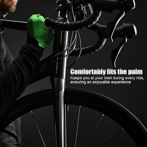 Cycling Gloves for Men and Women, Half Finger Padded Bike Gloves - color: Green, size: Small