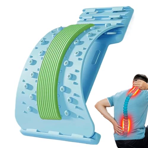 Lower Back Massager - 3-Level Adjustable Lower Back Stretcher | Non-Slip Lumbar Massager | Baack Arch Stretcher | Spine Stretccher for Body Recovery Muscle Release Yoga Workout Fitness - color: Blue