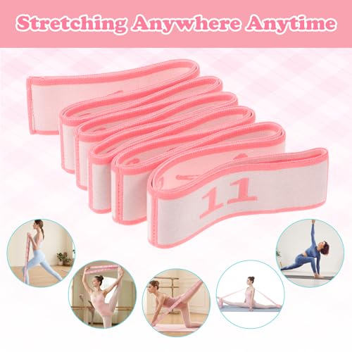 Gjinxi Stretching Strap with Loops Elastic Yoga Stretch Band Multi-Loop Physical Therapy Belt Equipment for Flexibility Exercise Training Leg Stretching Dance Fitness Home Workout Pilates Ballet