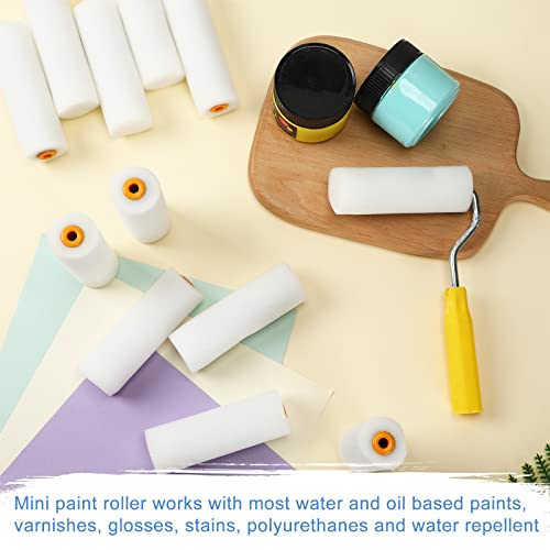 Nuogo 120 Pcs 4 Inch Foam Paint Roller Mini High Density Foam Roller Refills Paint Edger Tool for Walls Brings Smooth Finishes Flat Surfaces (White) - size: 4 Inch