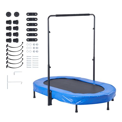 VEVOR 5FT Trampoline 50"/55"/56 * 35" for Indoor/Outdoor use for Toddlers, Foldable Mini Baby with Foam Handle, Recreational Birthday Gift