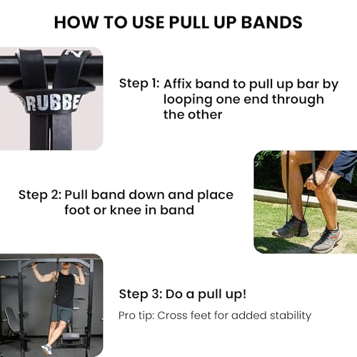 Rubberbanditz Pull Up Assist Resistance Bands Heavy Duty Loop Exercise Workout Bands for Powerlifting, Mobility, and Stretching - color: Black