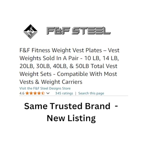 F&F STEEL Adjustable Weighted Vest & Plates - Strength, Edurance, Running, Hiking, Rucking, Fitness WODs - color: Silver Plates - 8.75lb