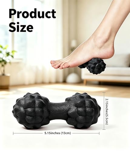 Peanut Foot Massage Ball Deep Tissue Myofascial Release Tool for Plantar Fasciitis Relief Dual Trigger Point Massager for Tight Muscles Fascia Ball for Home Office Gym Travel Blackroller