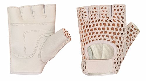 Mesh Leather Padded Women Weight Lifting Training Cycling Driving Wheelchair White Gloves