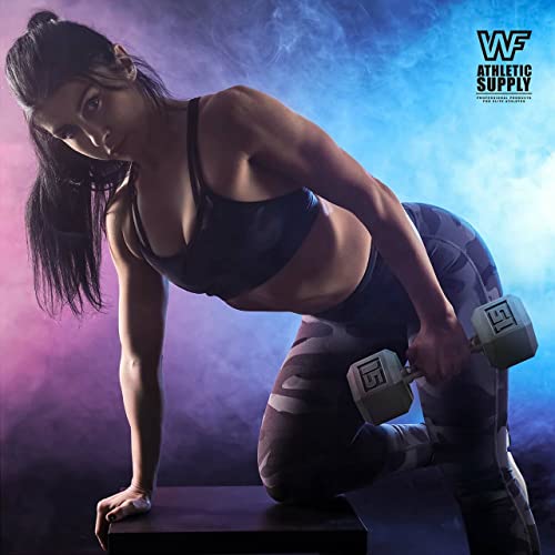 WF Athletic Supply BLACK & COLOR Rubber Encased Hex Dumbbells with Contoured Chrome Handle, Full Body Workout & Strength Training, Weight Size Options - Sold in Pairs