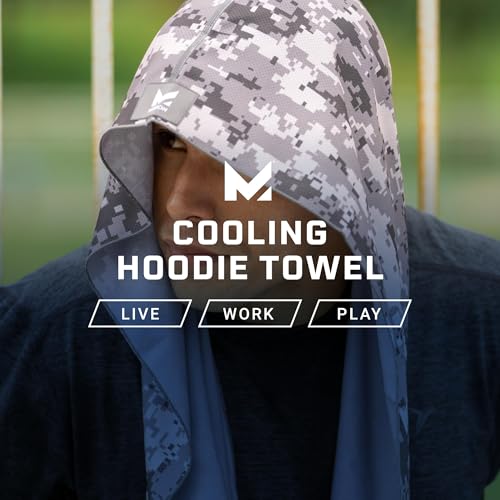 MISSION Cooling Hoodie Towel, Evaporative Cool Technology, Cools Instantly When Wet, UPF 50 Sun Protection, Contours Your Head to Stay in Place, Great for Sports, Fitness, Gym - color: Mission Blue