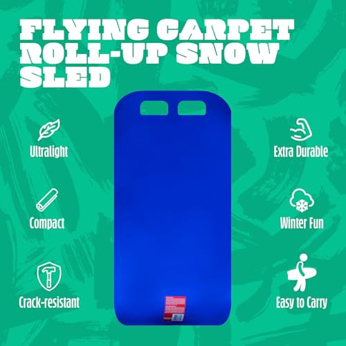 Flexible Flyer Flying Carpet Lightweight Roll-Up Snow Sled – 36" Portable Rolling Snow Slider Mat for Kids, Durable & Easy to Carry for Outdoor Winter Fun, Blue