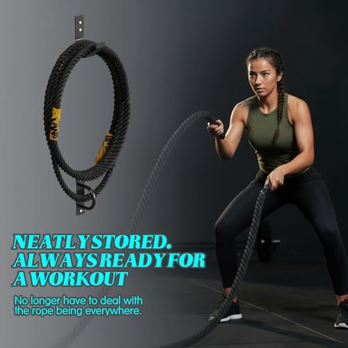 Exercise Rope Wall Mount Kit Heavy Duty Steel Wall Anchor and Storage Hook for 30-50 Ft, 1"-2.5" Ropes Durable Workout Rope Holder for Home and Gym Use