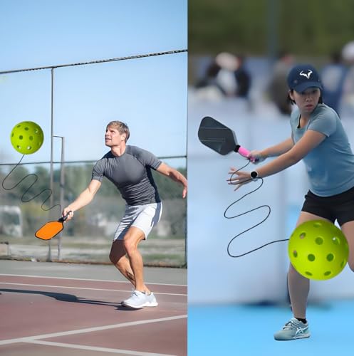 2 PCS Pickleball Trainer,Continuous Rebound Pickleball Drills Enhance Reaction Speed& Hand-Eye Coordination,Solo Practice Ball, Skill Levels,Green (Paddle Not Included)