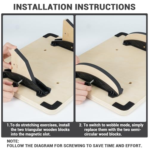 Sportneer Pull Up Bar: Strength Training Chin up Bar without Screws Bundle with Balance Board for Adults Wobble Board Adjustable 2-in-1 Slant Board