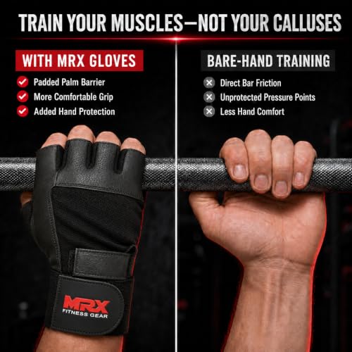 MRX Weight Lifting Gloves Gym Fitness Exercise Bodybuilding Workout Powerlifting - color: Black, size: X-Large