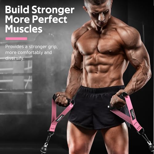 WALITO Exercise Handles, Replacement Cable Machine Attachments for Home Gym Equipment, Pulley System, Pilates, Resistance Bands, Strength Trainer, Heavy Duty Working Out Handles - color: Pink