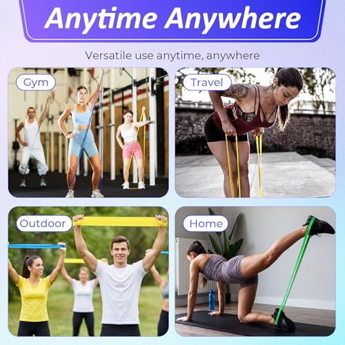 Resistance Bands for Working Out, 5 Levels Exercise Bands Set, Pull Up Assist Band for Strength Training, Stretching & Physical Therapy, Long Workout Band for Home Gym Fitness for Men and Women