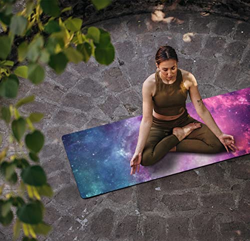 nuveti Printed Travel Yoga Mat-1/16 Inch Thick Non Slip Fitness Workout Mat with Carrying Bag, Foldable Lightweight Suede & Natural Rubber Yoga Mat for Yoga Pilates and Fitness 72" L x 24" W x 1.5mm - color: ZiSeXingKong