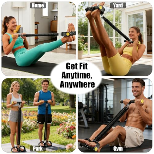Pedal Resistance Band,Multifunction Adjustable Sit-up Bodybuilding Abdominal Trainer,Elastic Pull Rope Fitness Equipment for Abdomen,Waist,Leg,Arm,Home Gym Workout,Postpartum Recovery&Body Shaping
