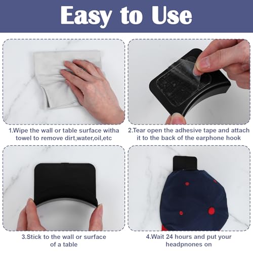 60pcs headphone hanger wall headphone hooks wall mounting hooks Adhesive Gaming Headset Holder Hook playroom for hanging hat hook hats organizer for closet headband holder hat holders