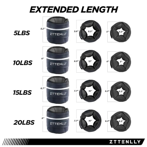Adjustable Ankle Weights 1-5/10/15/20LBS Pair with Carry Bag - Breathable Fabrics, Reflective Trim - Strength Training Leg Wrist Arm Ankle Walking Weights Sets for Women Men Kids - color: Black, size: 10 lbs Pair (5 lbs Each)
