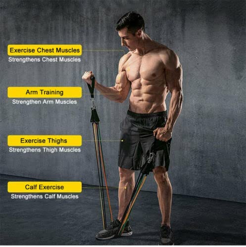 MOJCO Suspension Resistance Bands 11PCS Stackable Resistance Bands Set Workout Exercise Yoga Workout Fitness Training Tubes - 100 lbs
