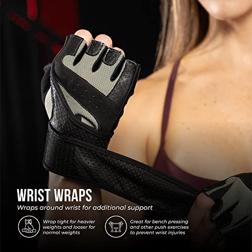 Contraband Pink Label 5737 Womens Padded Wrist Wrap Weight Lifting Gloves w/GripLock Padding (Pair) - Machine Washable Fingerless Workout Gloves w/Wrist Support Designed for Women