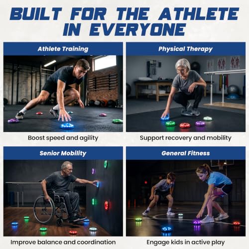 Reflexx RLT 2.1 Reaction Training Lights – Improve Reaction Time, Coordination & Focus – Adjustable Speed, Random Mode, Brightness & Sound Control – for Fitness, Rehab, Seniors & Athletes - style: + with Gripster TriPod