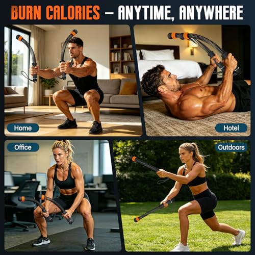 Weighted Cordless Battle Ropes – Adjustable Resistance Ropeless Battle Ropes for Home Gym with Non-Slip Handle, Portable Low-Noise Fitness Equipment for HIIT & Low-Impact Cardio Workouts – Black