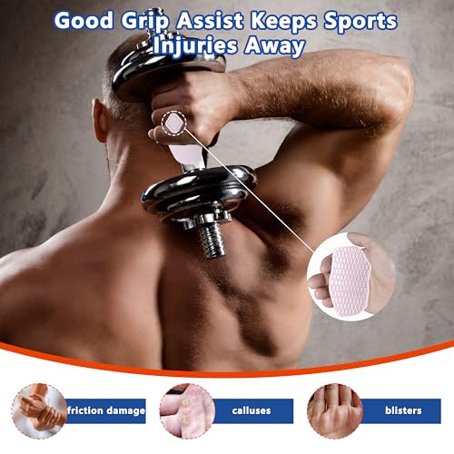 Large Anti-Slip Gym Workout Grips for WeightLifting,Silicone Hand Protector - color: Pale Pink