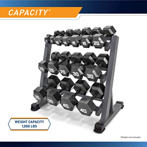 Marcy Weight Storage Organizer Racks for Dumbbells, Kettlebells, Weight Plates - color: Dark Grey 3-Tier DB Rack