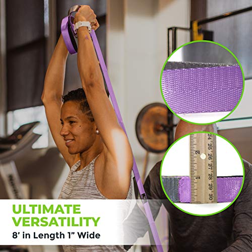 Stretching Strap for Physical Therapy, 12 Multi-Loop Stretch Strap 1" W x 8' L, Neoprene Handles, Physical Therapy Equipment, Yoga Straps for Stretching, Leg Stretcher.