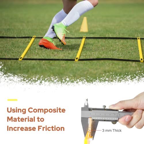 GHB Pro Agility Ladder Agility Training Ladder Speed 12 Rung 20ft with Carrying Bag - color: yellow