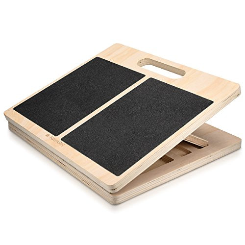 Navaris Slant Board Calf Stretcher - Adjustable Wood Incline Board for Stretching Calves - Wooden Exercise Wedge Tilt Ramp with Surface Grip - style: Blocks