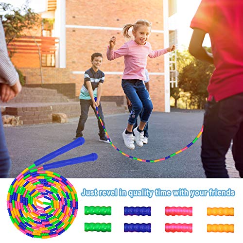 16 FT Long Jump Rope(1 PACK), Double Dutch Jump Ropes, Soft Beaded Skipping for Kids Adults, Plastic Segmented Long Enough for 4-5 Jumpers - color: Blue