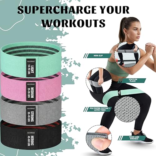 Fabric Resistance Bands for Squats, Glutes & Legs – 3‑Level Non‑Slip Booty Bands Set – Thick Loop Bands for Women & Men – Home Workout, Pilates & Yoga - color: Aqua, Pink, Grey, Black